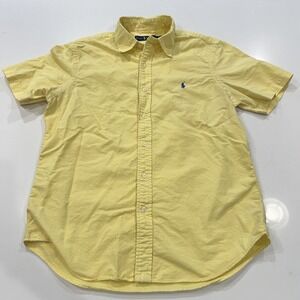 Polo Ralph Lauren Oxford Short Sleeve Shirt Yellow Classic Fit Pony Preppy M